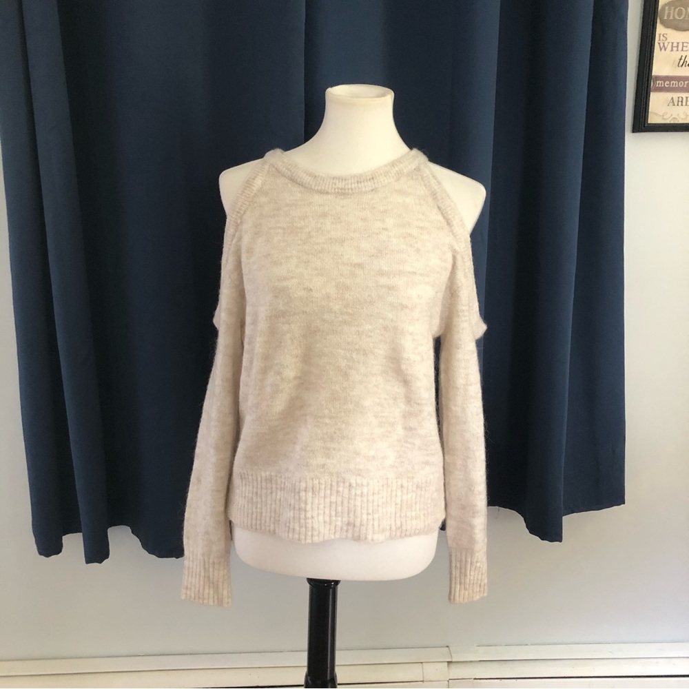 BOGO H&M cream oatmeal cold shoulder sweater - Picture 1 of 5